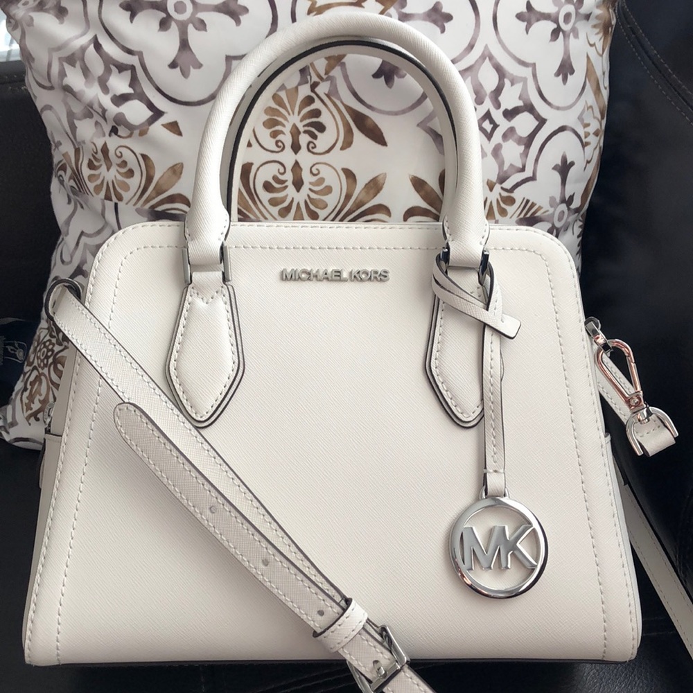 Michael Kors Ayden Optic White Dome Satchel Purse
